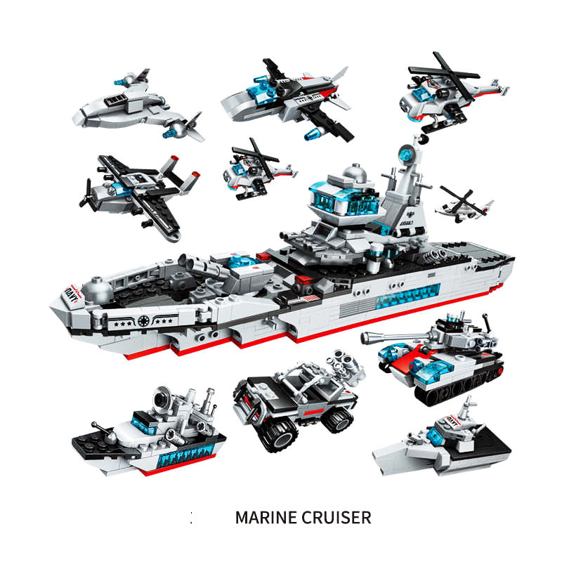 Barco De Combate Marine Enlighten 1411 8 En 1 , 700 PCS (Bloques de Construcción )