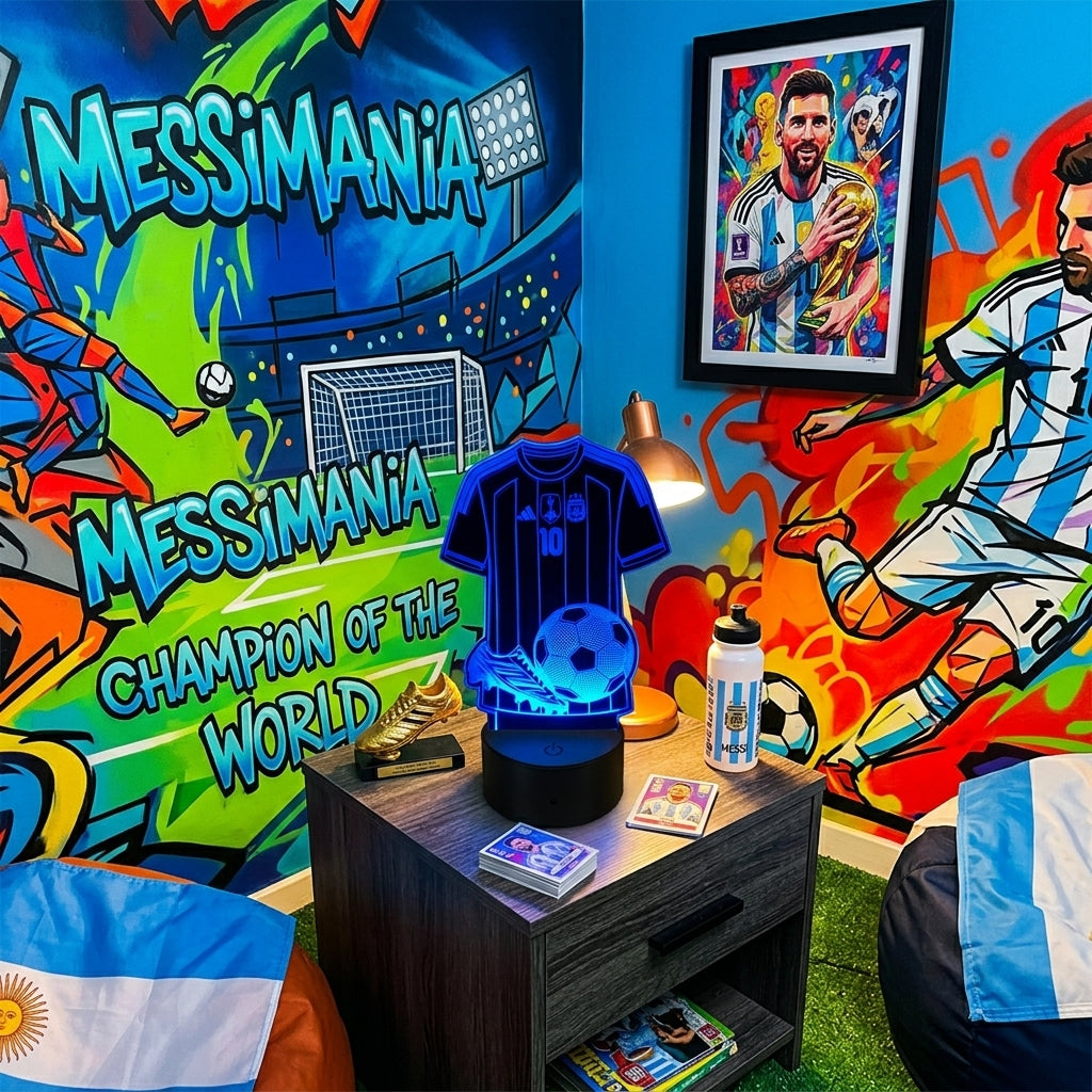 Lámpara Led Camiseta Argentina De Messi + Control Remoto