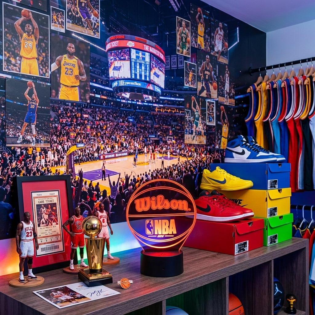 Lámpara Led Balón De Básquetbol Motivo NBA + Control  Remoto