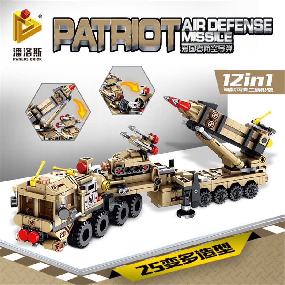 Camión Patriot Defensa Antiaérea 12en1 / 549 PCS (bloques De Construcción)