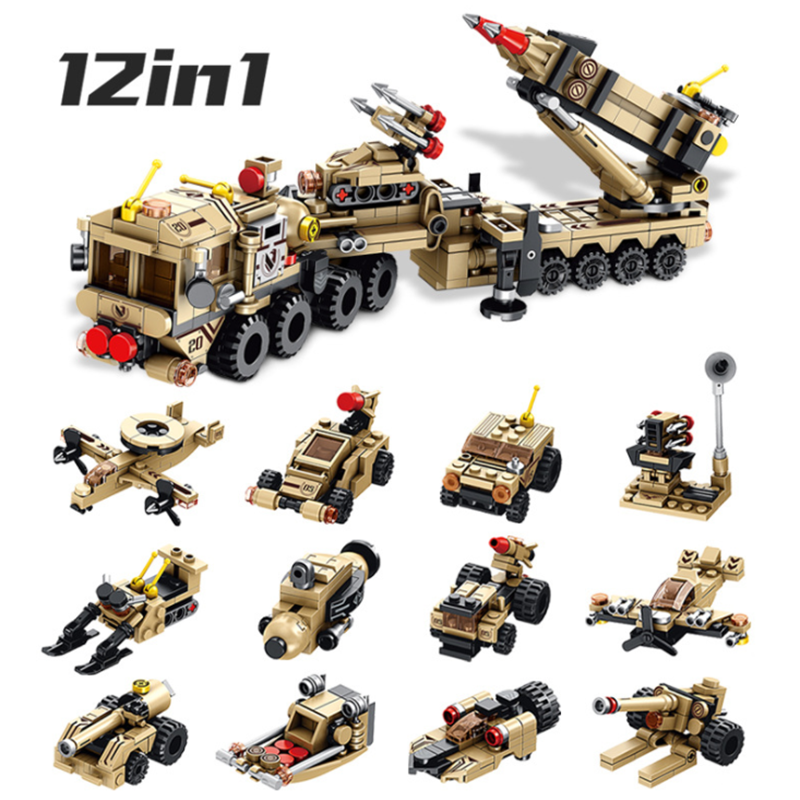 Camión Patriot Defensa Antiaérea 12en1 / 549 PCS (bloques De Construcción)