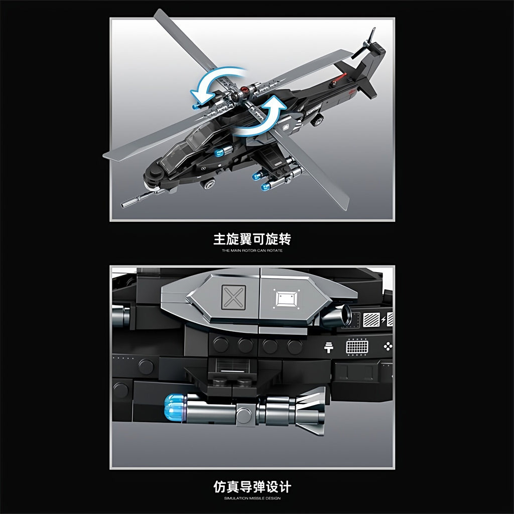 Helicóptero De Combate Militar (300pcs) Bloques De Construcción