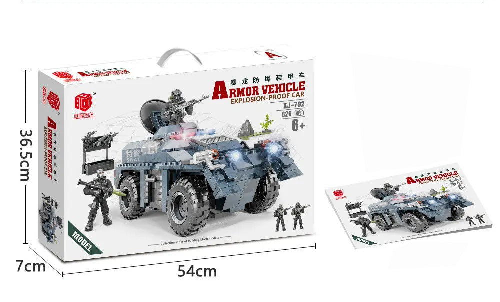 Vehículo Fuerzas Especiales Swat (bloques De Construcción)  Vehículo Blindado Fuerzas Especiales Swat 626 PCS