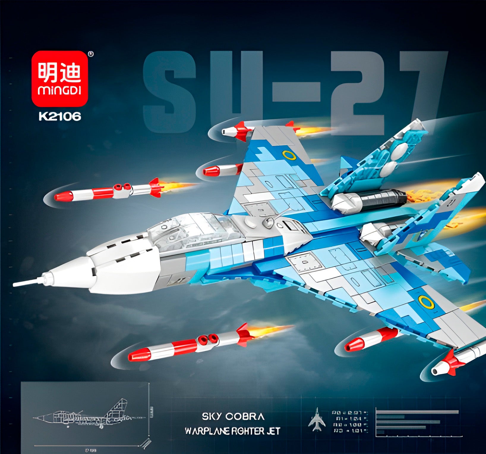 Avión Militar Su-27 Bloques De Contrucción 473 Pcs