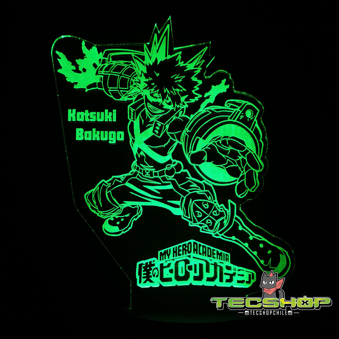 Lámpara Ilusión 3d Katsuki Bakugo+ Control Remoto