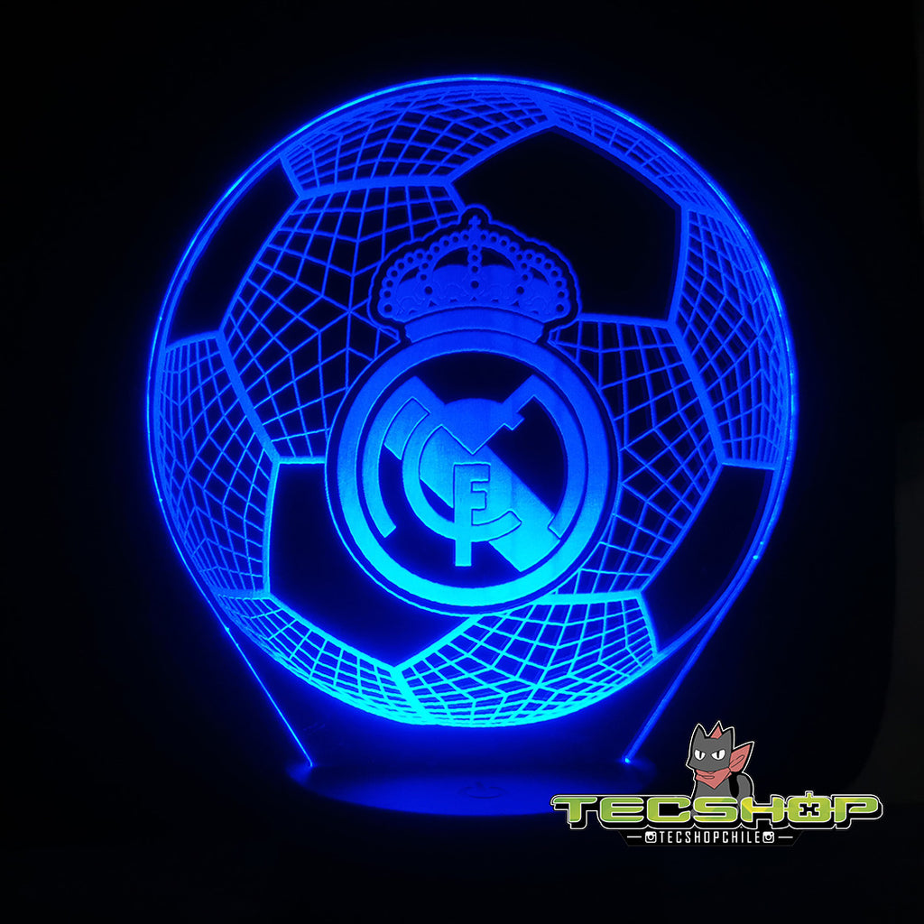 Lámpara Led Ilusión 3d Balón Real Madrid + Control Remoto