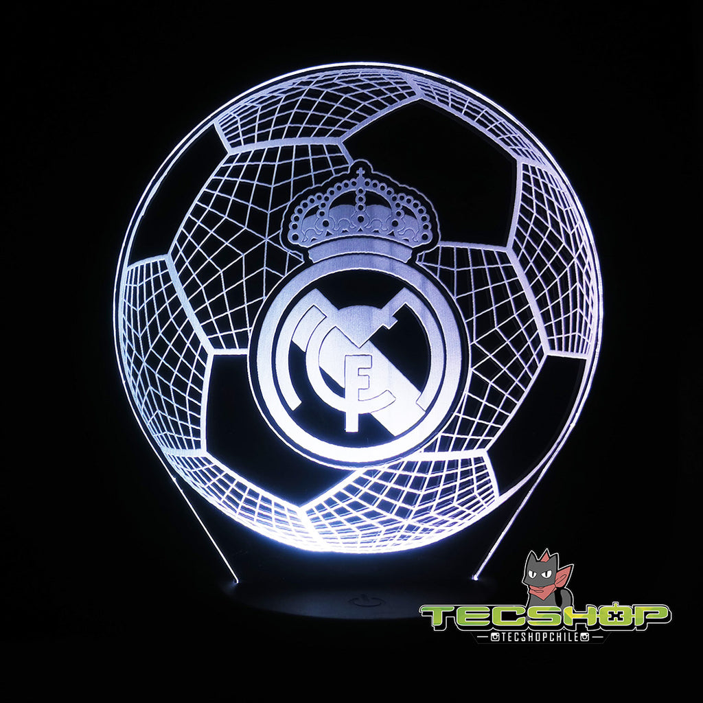 Lámpara Led Ilusión 3d Balón Real Madrid + Control Remoto