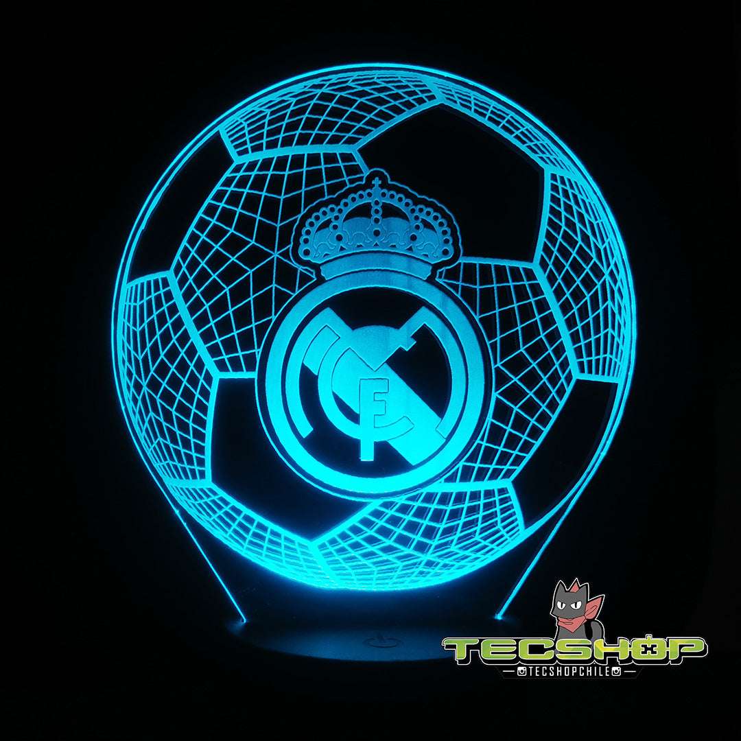Lámpara Led Ilusión 3d Balón Real Madrid + Control Remoto