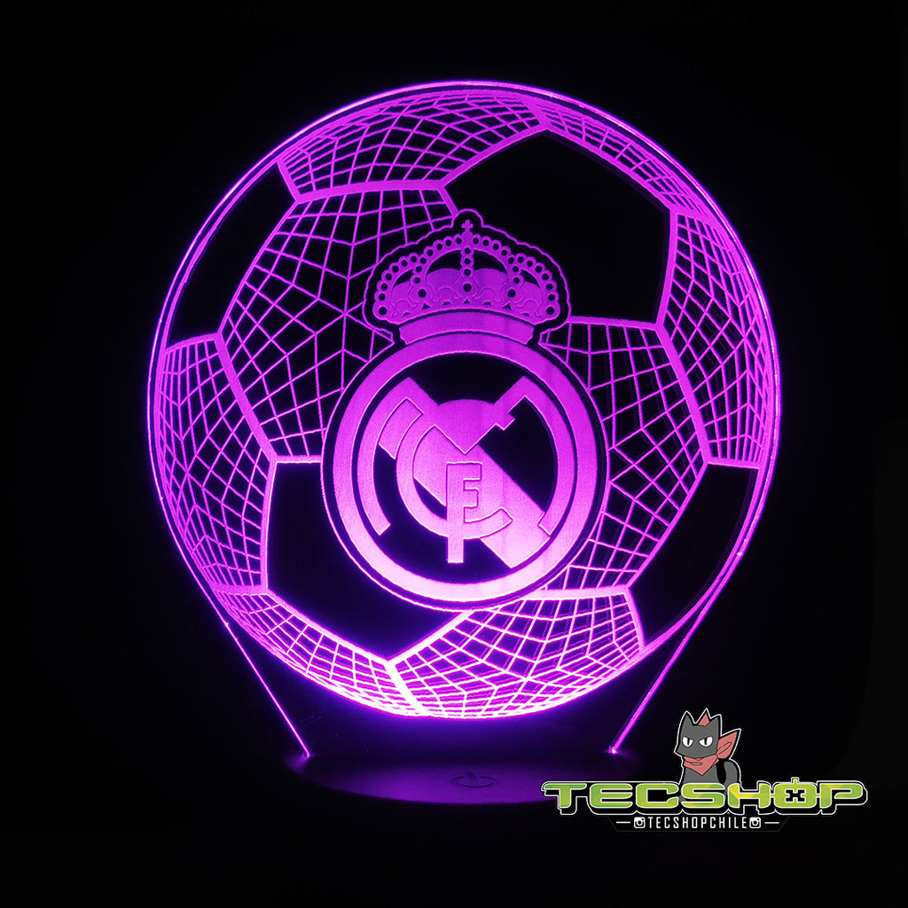 Lámpara Led Ilusión 3d Balón Real Madrid + Control Remoto