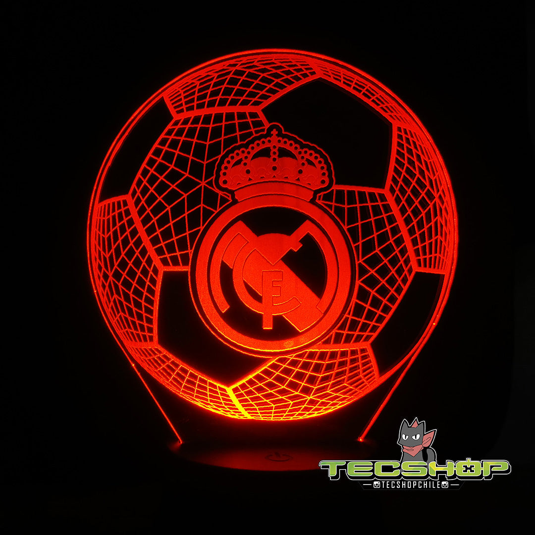 Lámpara Led Ilusión 3d Balón Real Madrid + Control Remoto