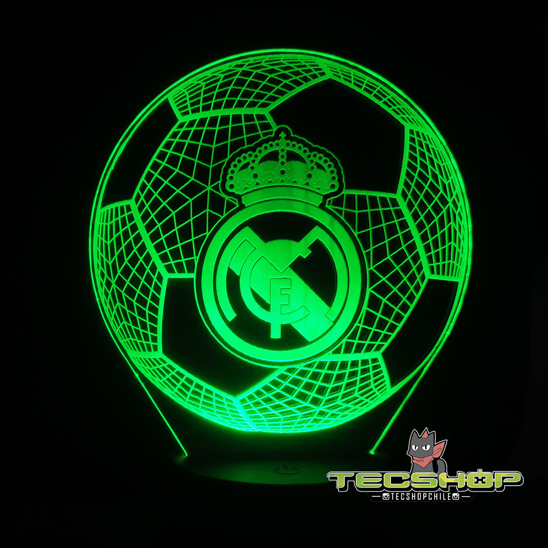 Lámpara Led Ilusión 3d Balón Real Madrid + Control Remoto