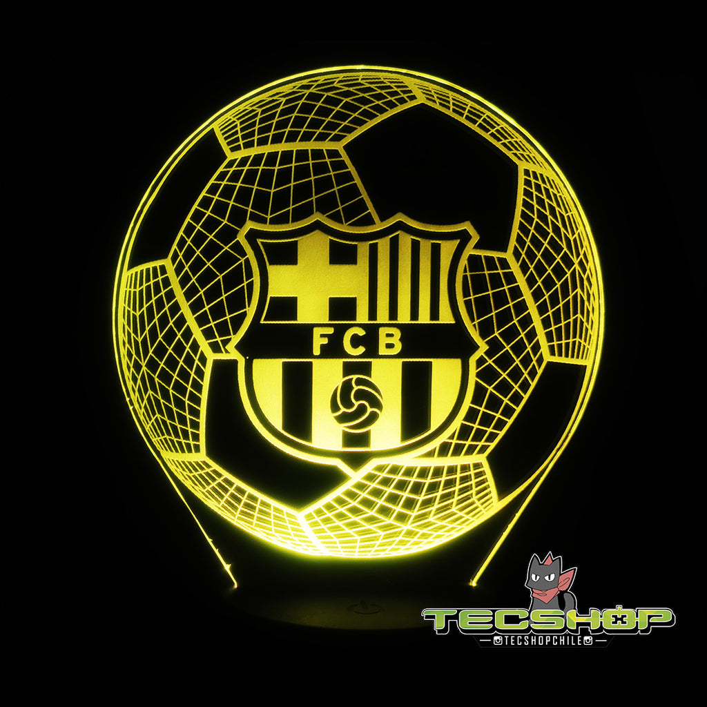 Lámpara Led Ilusión 3d Balón Barcelona + Control Remoto