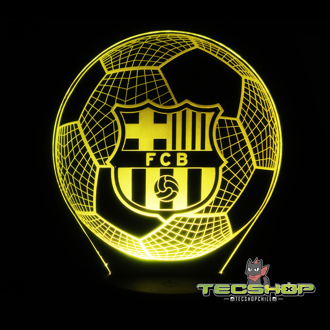 Lámpara Led Ilusión 3d Balón Barcelona + Control Remoto