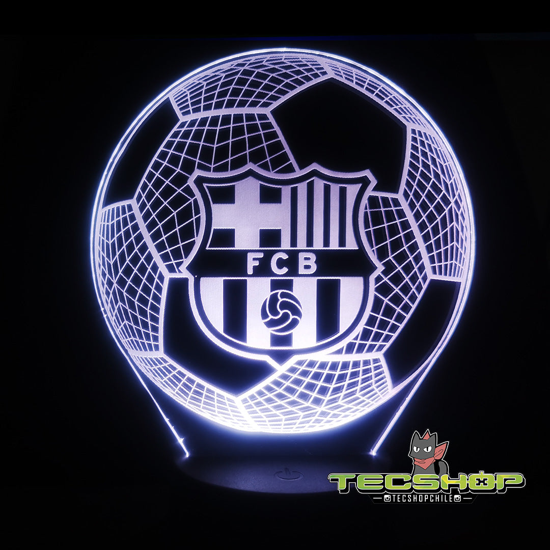 Lámpara Led Ilusión 3d Balón Barcelona + Control Remoto
