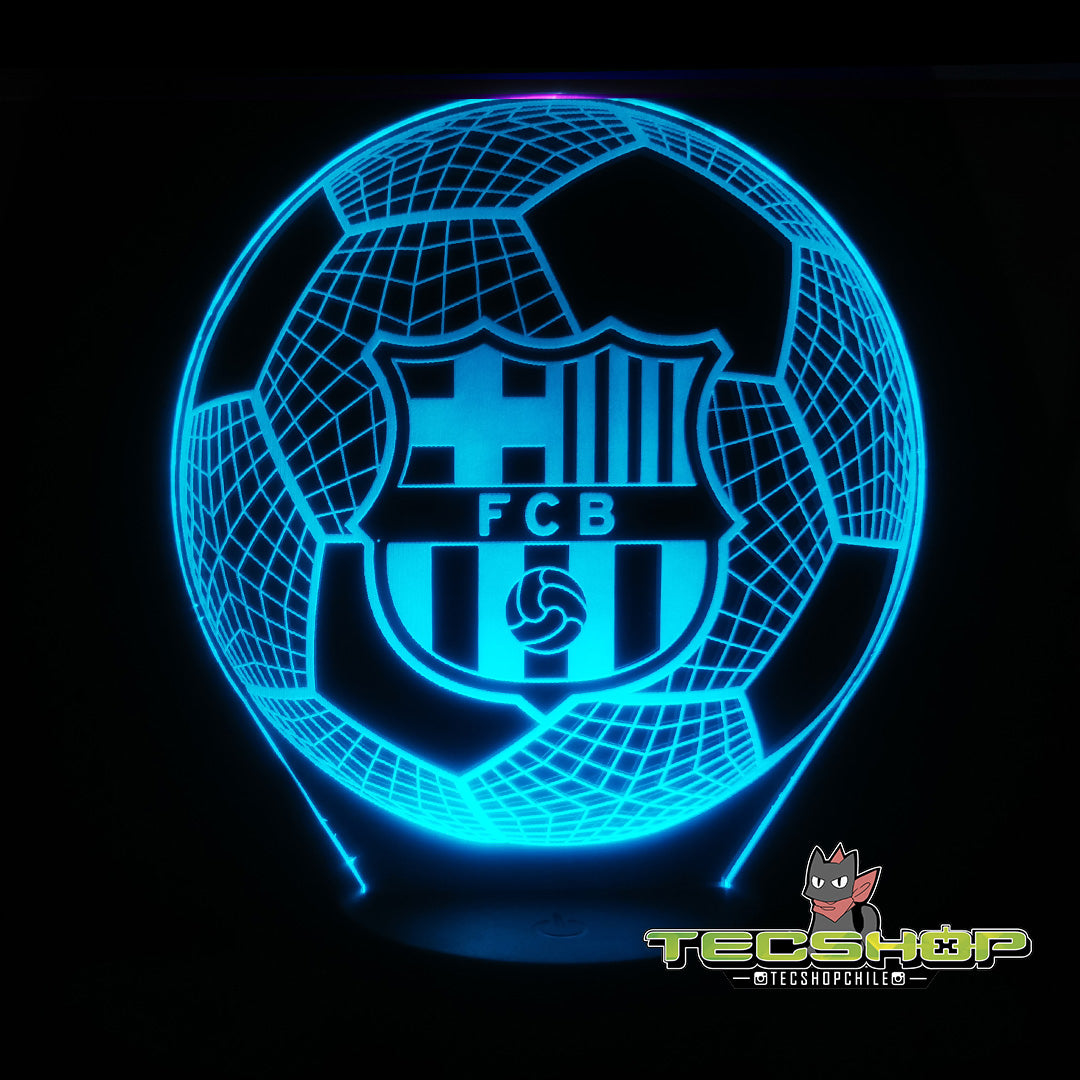 Lámpara Led Ilusión 3d Balón Barcelona + Control Remoto