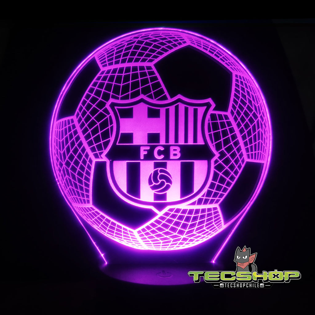 Lámpara Led Ilusión 3d Balón Barcelona + Control Remoto