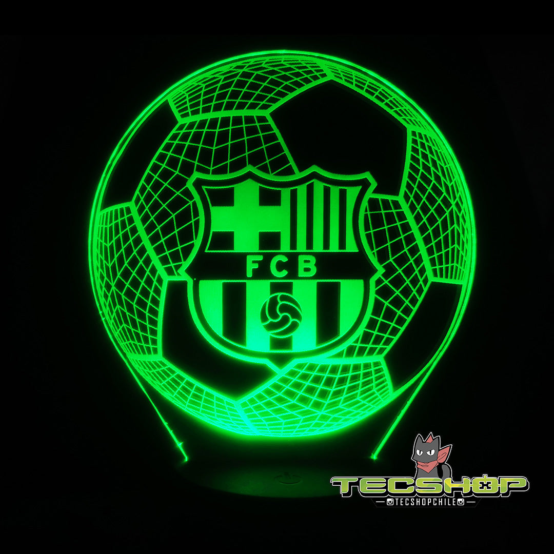 Lámpara Led Ilusión 3d Balón Barcelona + Control Remoto