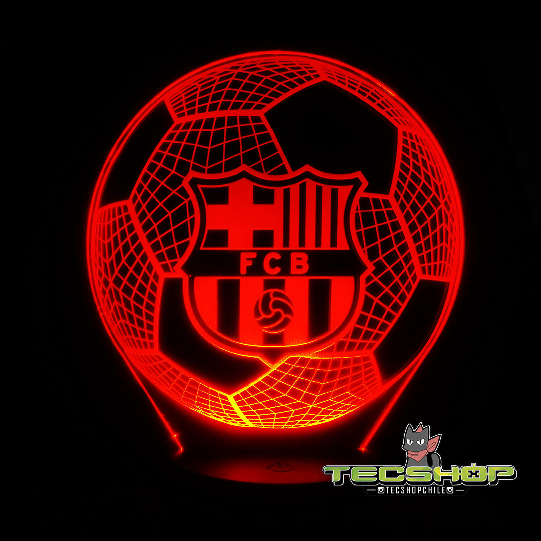 Lámpara Led Ilusión 3d Balón Barcelona + Control Remoto