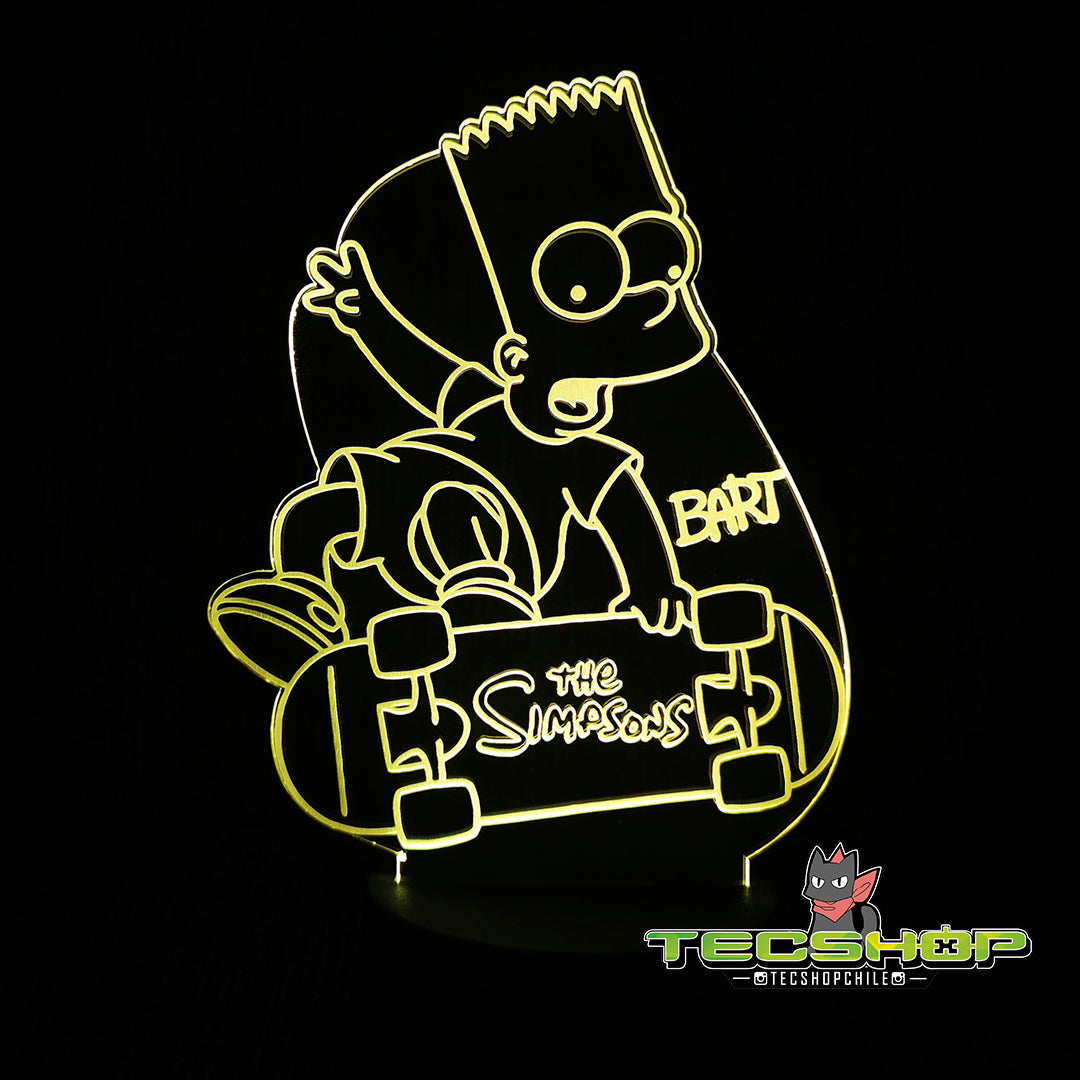 Lámpara Ilusión 3d Bart Simpson + Control Remoto