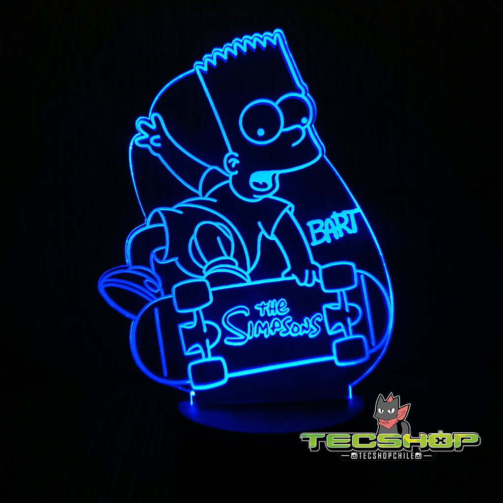 Lámpara Ilusión 3d Bart Simpson + Control Remoto