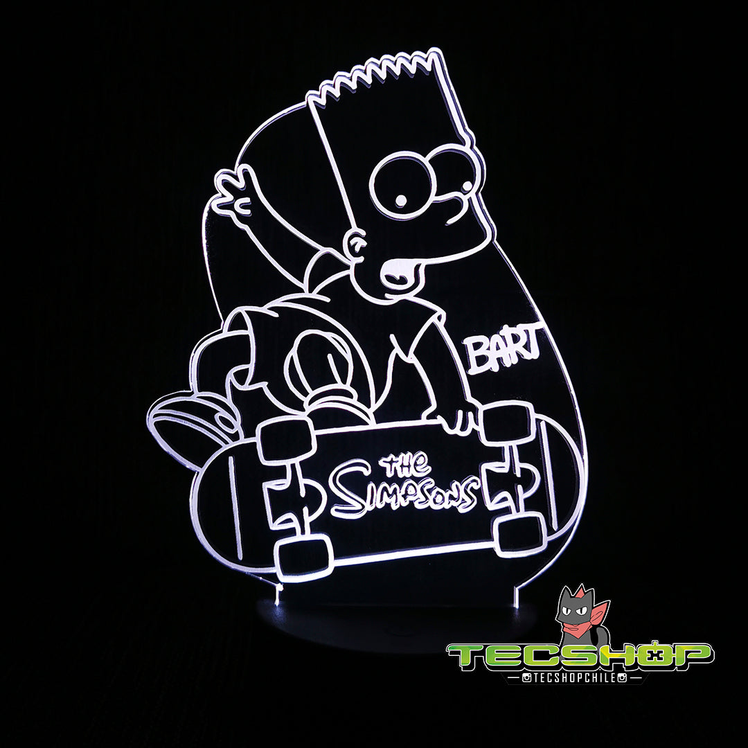 Lámpara Ilusión 3d Bart Simpson + Control Remoto