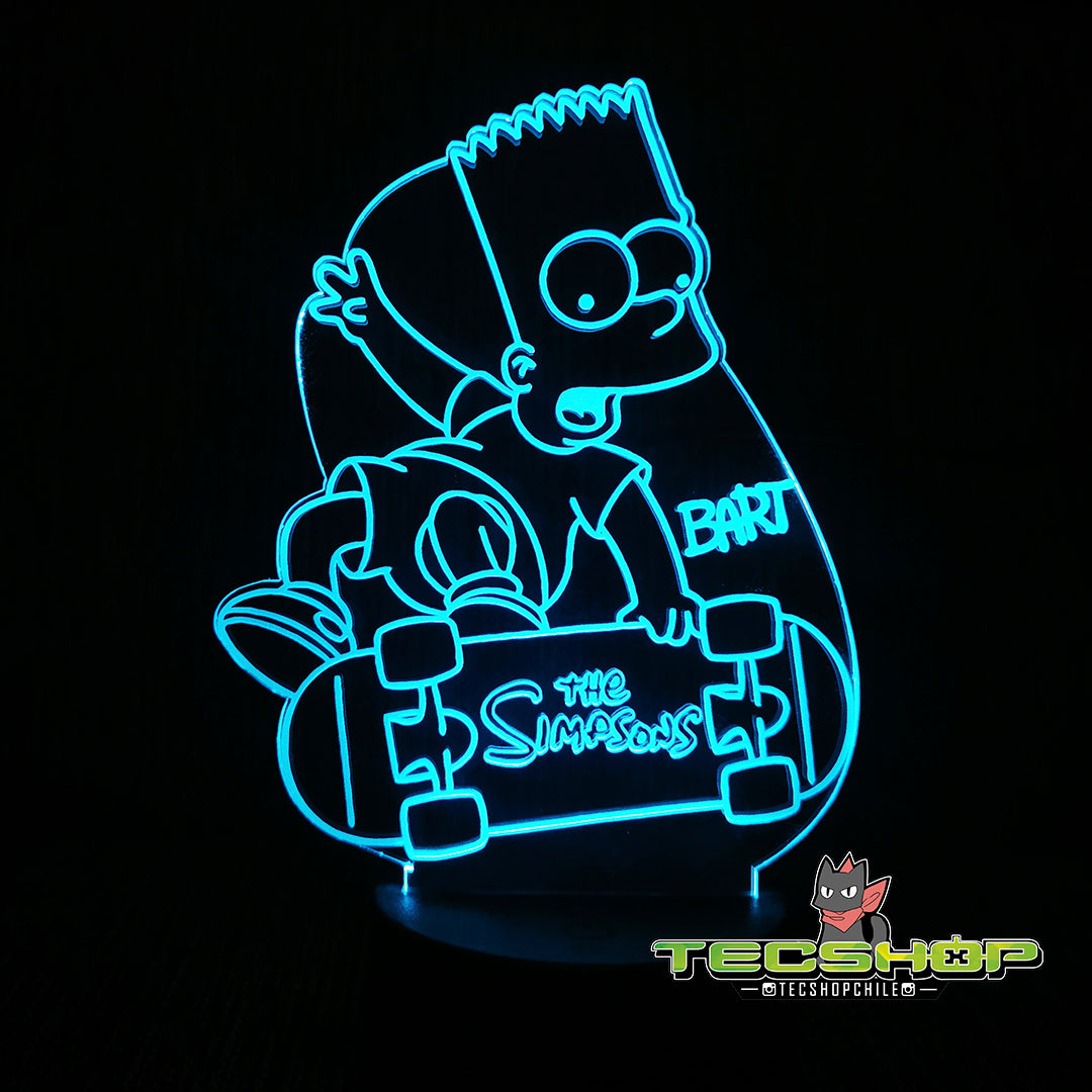 Lámpara Ilusión 3d Bart Simpson + Control Remoto