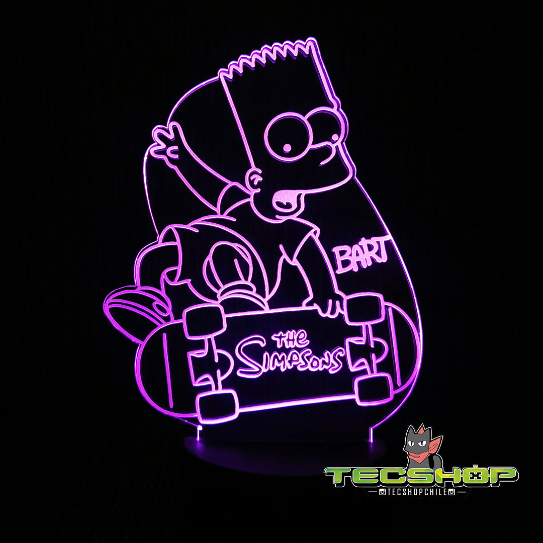 Lámpara Ilusión 3d Bart Simpson + Control Remoto