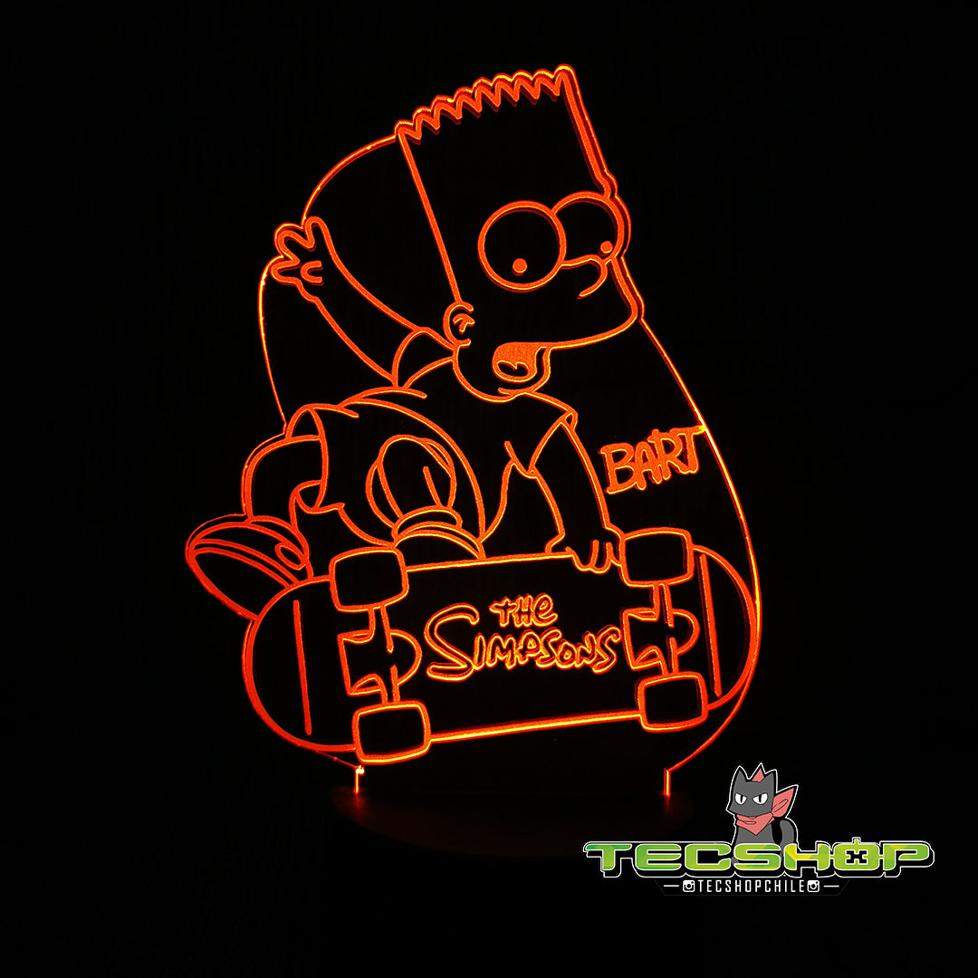 Lámpara Ilusión 3d Bart Simpson + Control Remoto