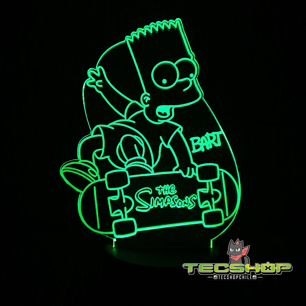 Lámpara Ilusión 3d Bart Simpson + Control Remoto