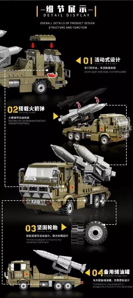 Camión Militar Antibuques 375pcs (Bloques De Construcción)