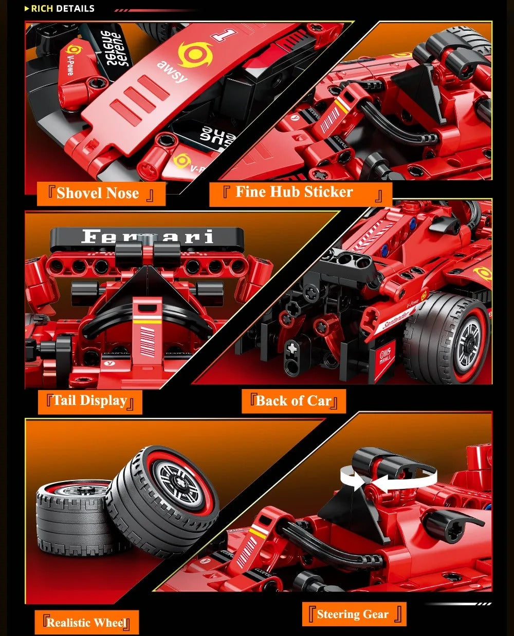 Auto Fórmula 1 + Control Remoto (bloques De Construcción) Rojo Auto Fórmula 1 Rojo