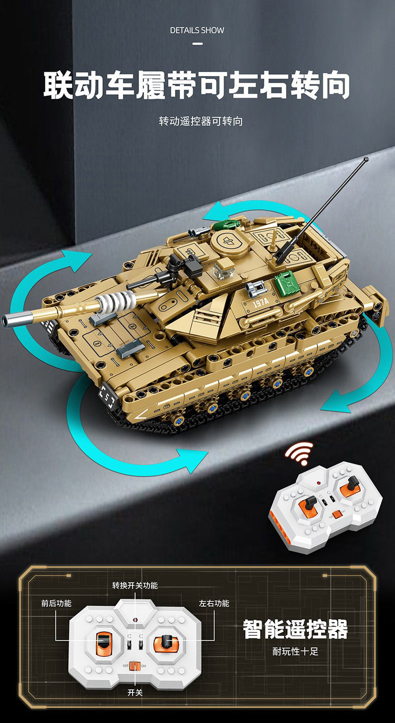 Tanque Militar Merkava+control R. Bloques De Construcción  572 Pcs