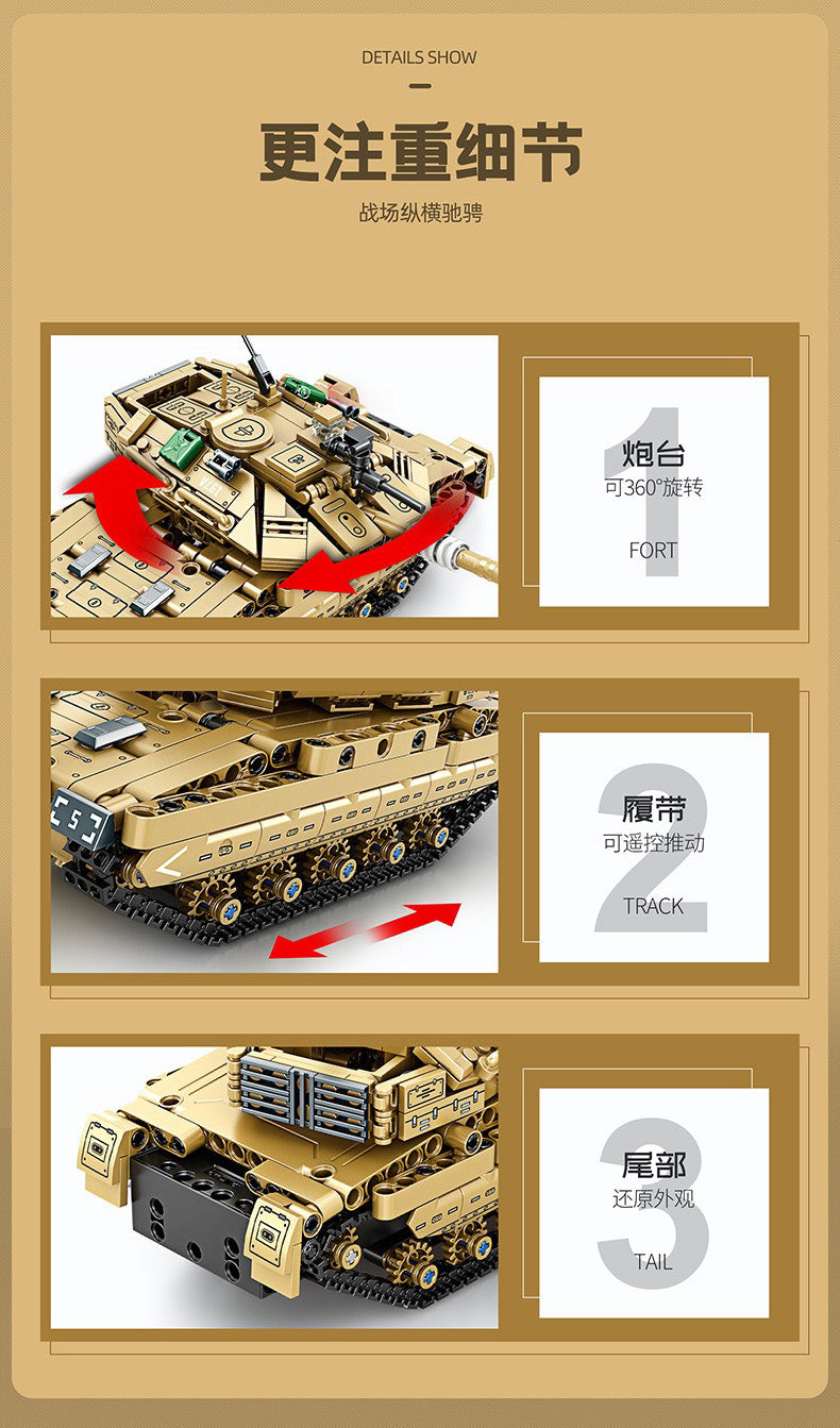 Tanque Militar Merkava+control R. Bloques De Construcción  572 Pcs