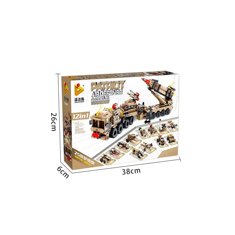 Camión Patriot Defensa Antiaérea 12en1 / 549 PCS (bloques De Construcción)