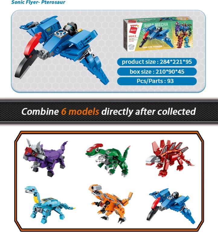 Dinosaurios Ura Mecha 6 En 1 Bloques De Construcción 553