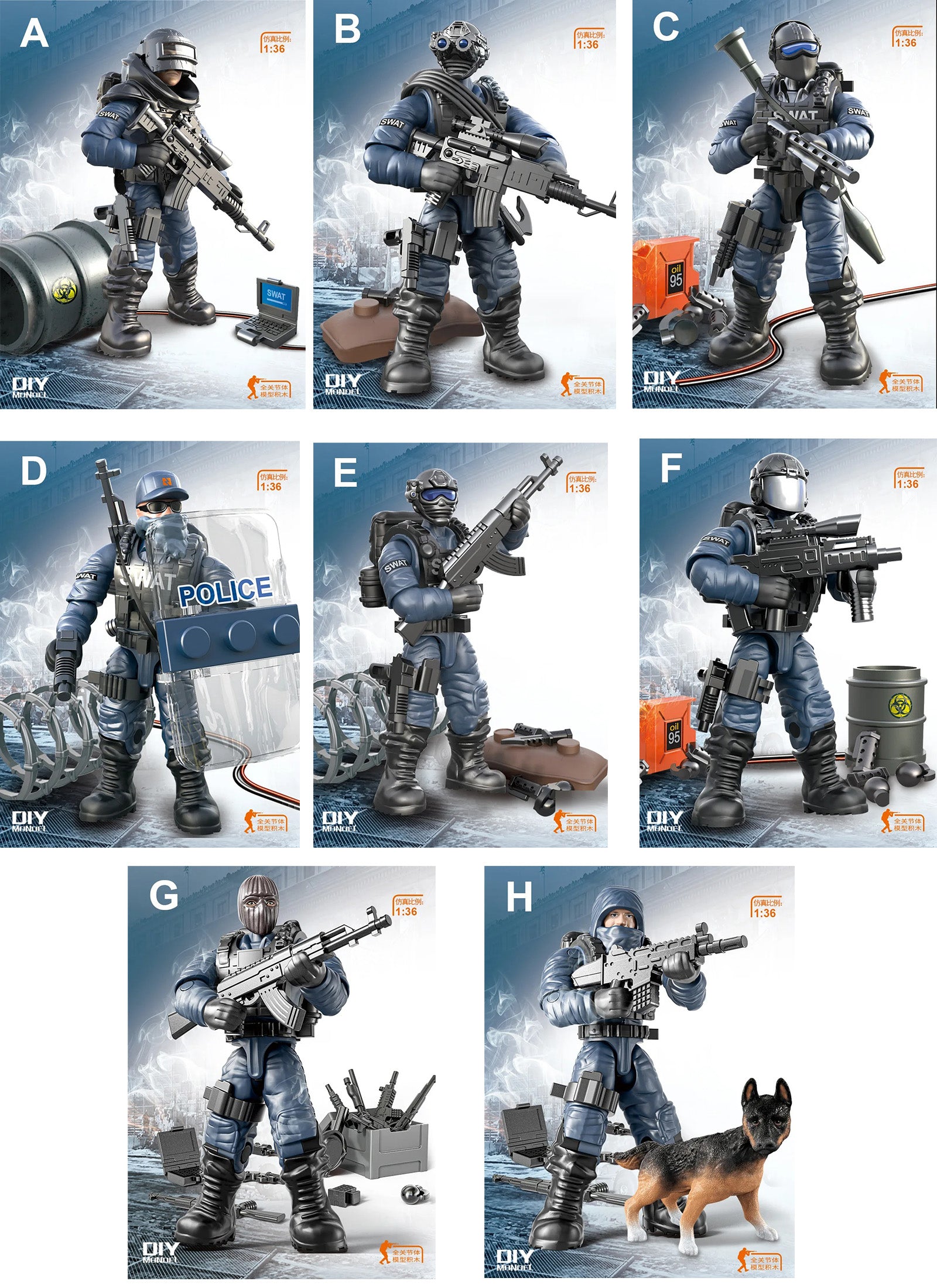 Set Soldados Fuerzas Especiales Swat 8 Unidades bloques de contrucción